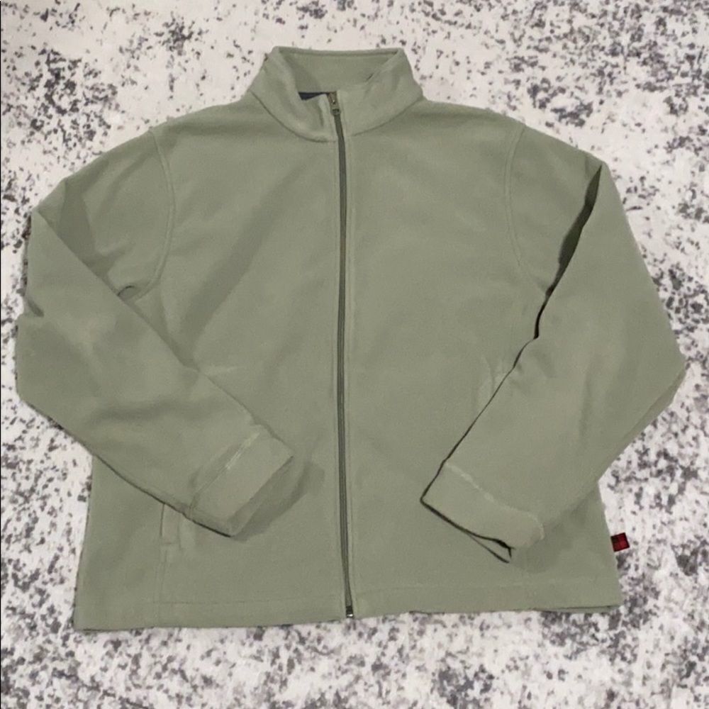 Woolrich zip up fleece sweatshirt jacket olive green‎ size L EUC